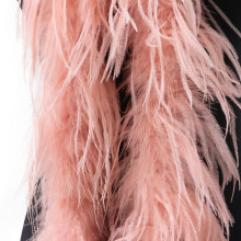 Red Ostrich Feather Boas for Crafts, 4/6/8/10 Layers Plumes on Ribbon, Shrimp Pink 2 Ply Decorative Shawl for Wedding Dresses
