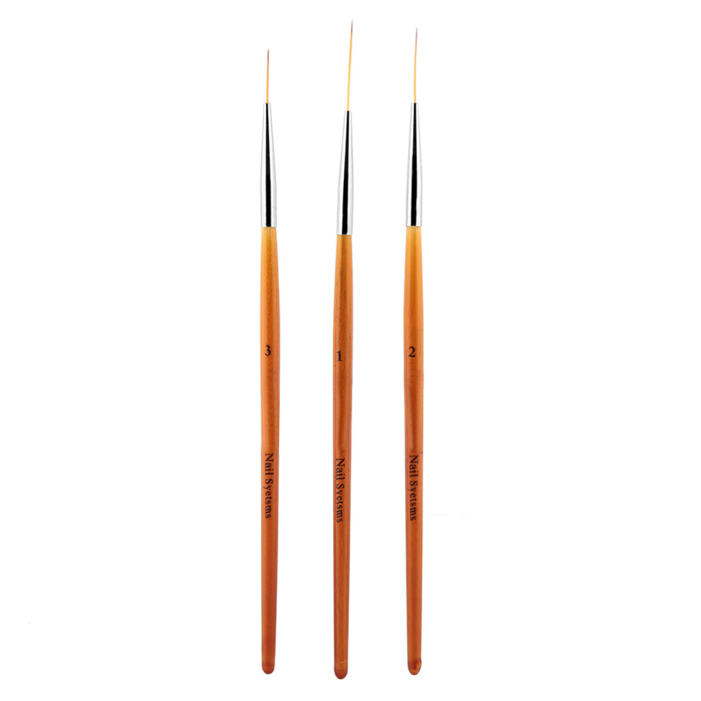 3Pcs Nail Art Drawing Line Brush Painting Pen Nail