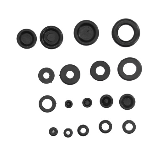 Assortimento di 125 pezzi di occhielli in gomma neri 2
