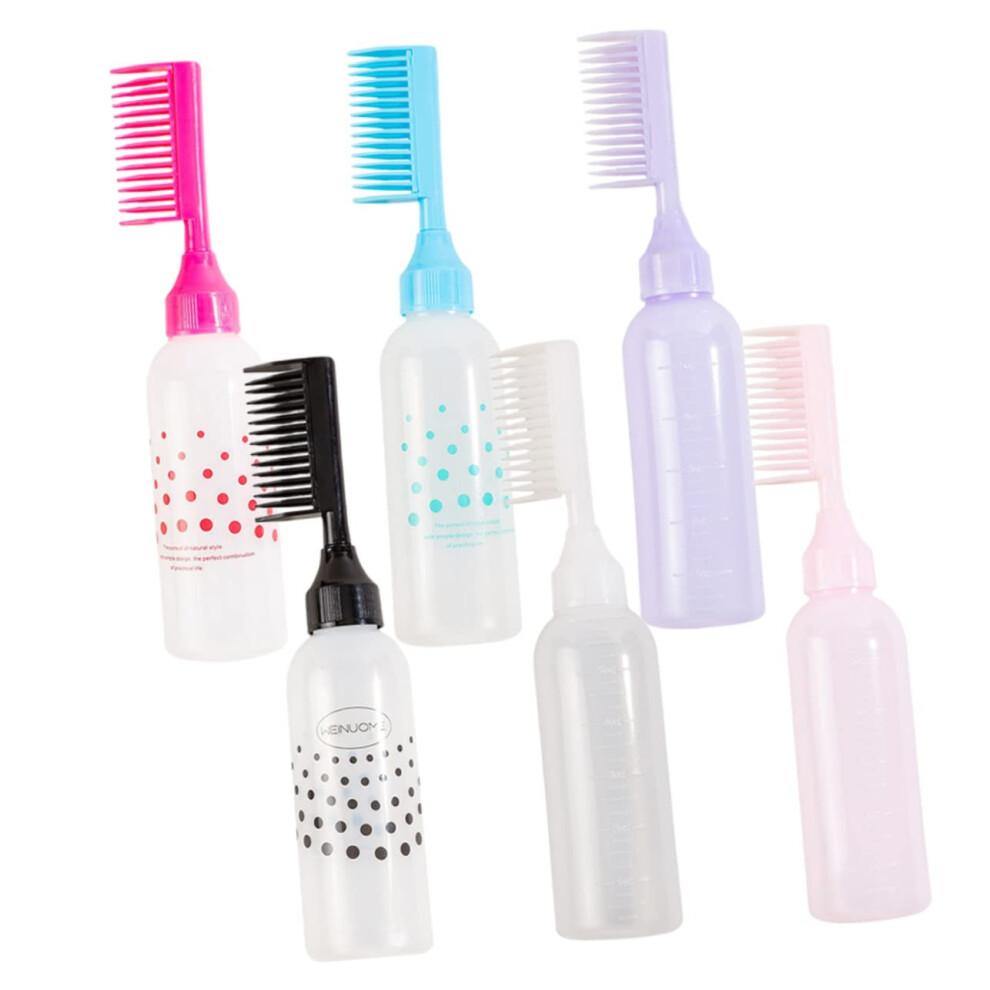 6Pcs Hair Dye Applicator Bottles with Root Comb Durable Coloring Tools for Even Application and Easy Cleaning