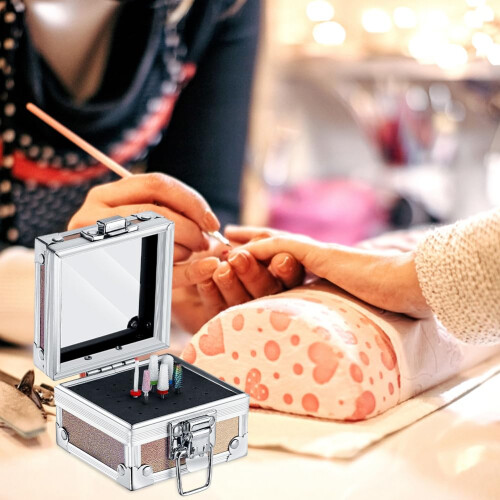 Nail Drill Bit Holder Case - 25-Hole Organizer Box for Nail Bits, Manicure Tools Storage Container, Durable Plastic Design 2