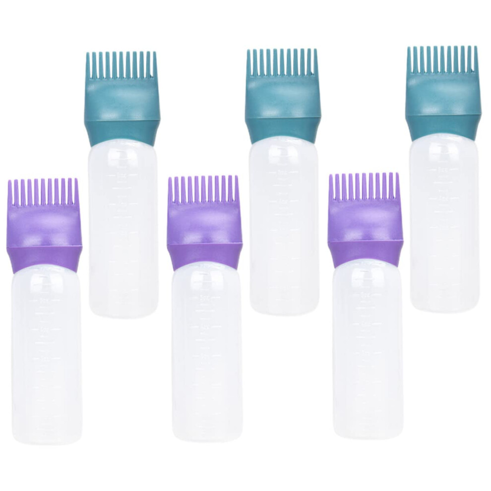 6Pcs Hair Dye Applicator Bottles with Graduated Scale Lightweight Root Comb for Hair Coloring Home Salon Use