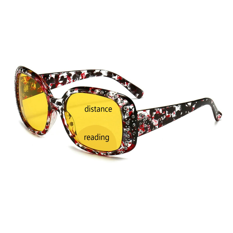Yellow Night Vision Retro Sunglasses Readers For Men And Women, Bifocal Driving Sun Glasses, Uv Protection Goggles