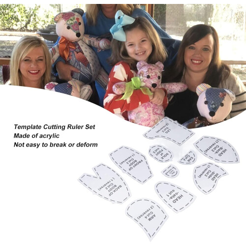 Memory Bear Sewing Patterns Template Set - 10 Pcs Acrylic Ruler Templates for Quilting, Beginner-Friendly Bear Patterns 2