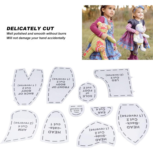 Memory Bear Sewing Patterns Template Set - 10 Pcs Acrylic Ruler Templates for Quilting, Beginner-Friendly Bear Patterns 1