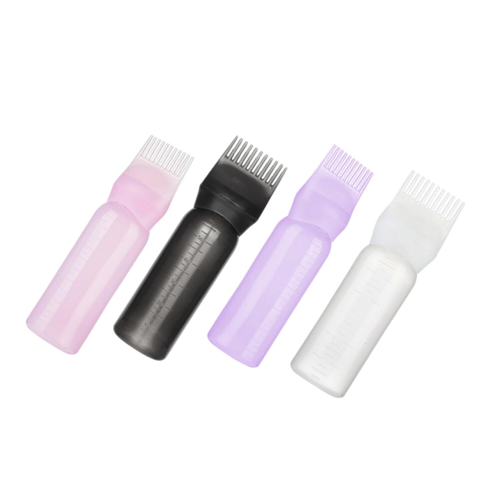 Hair Dye Applicator Bottles 4pcs with Root Comb Lightweight Refillable for Home Salon Easy One-Handed Operation