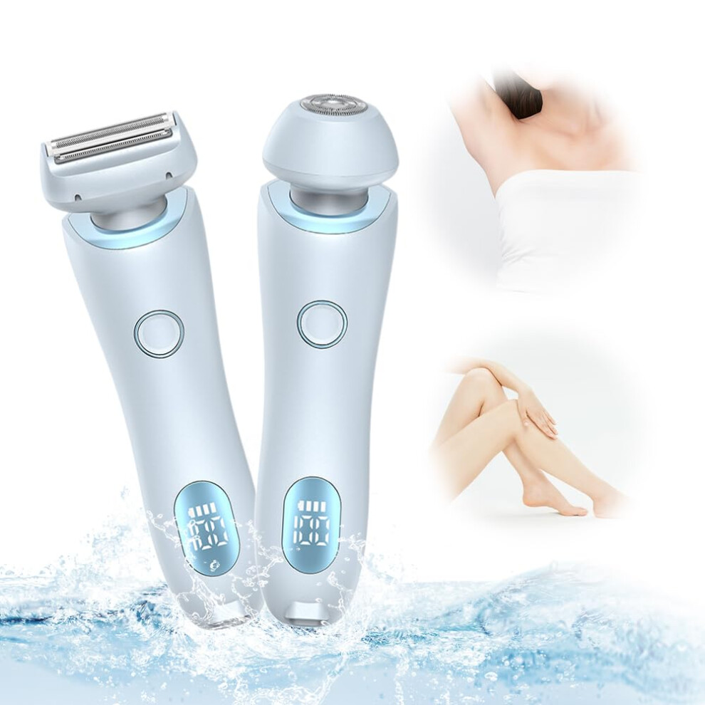 2025 New Womens Razor Glide Pro 3.0 Electric Razor 2 in 1 Wet Dry Waterproof Cordless Shaver Removable Head Blue
