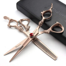 Professional Japanese Hair Scissors 6 Inch 440C Stainless Steel Rose Razor Edge 2pc Set with Gift Bag