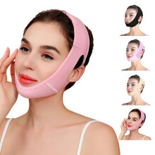 Chin Strap for Sleeping, Reusable V Line Lifting Face Strap, Adjustable Jaw Exerciser for Women, Pink Color