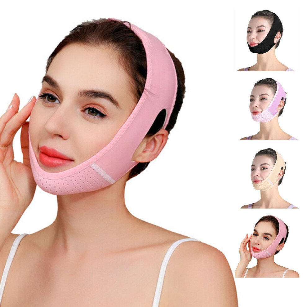 Chin Strap for Sleeping, Reusable V Line Lifting Face Strap, Adjustable Jaw Exerciser for Women, Pink Color