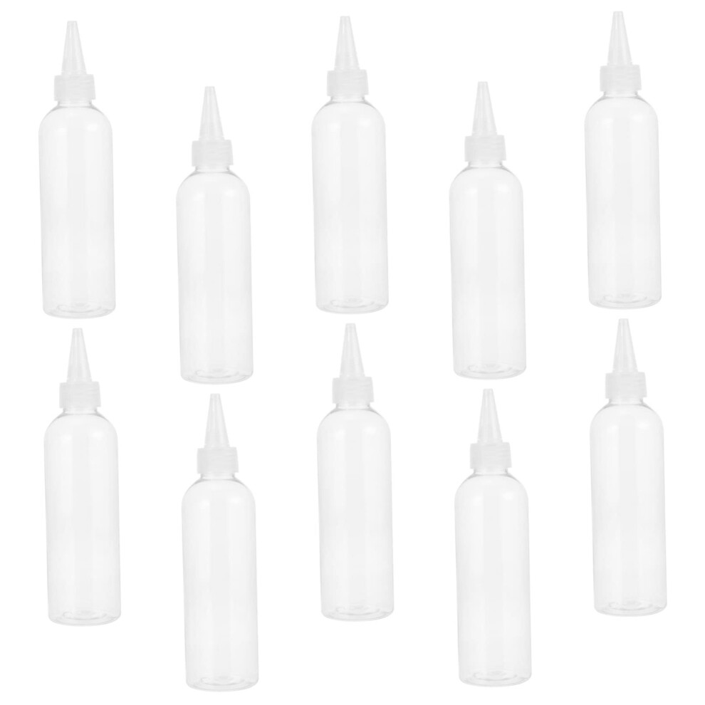 Cosmetics Applicator Bottle Set 10pcs 200ml Plastic Squeeze Bottles with Pointed Mouth for Hairdressing and Beauty Use