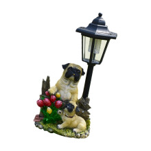 Patio Dog Figurine Solar Powered Light for Front Door or Window