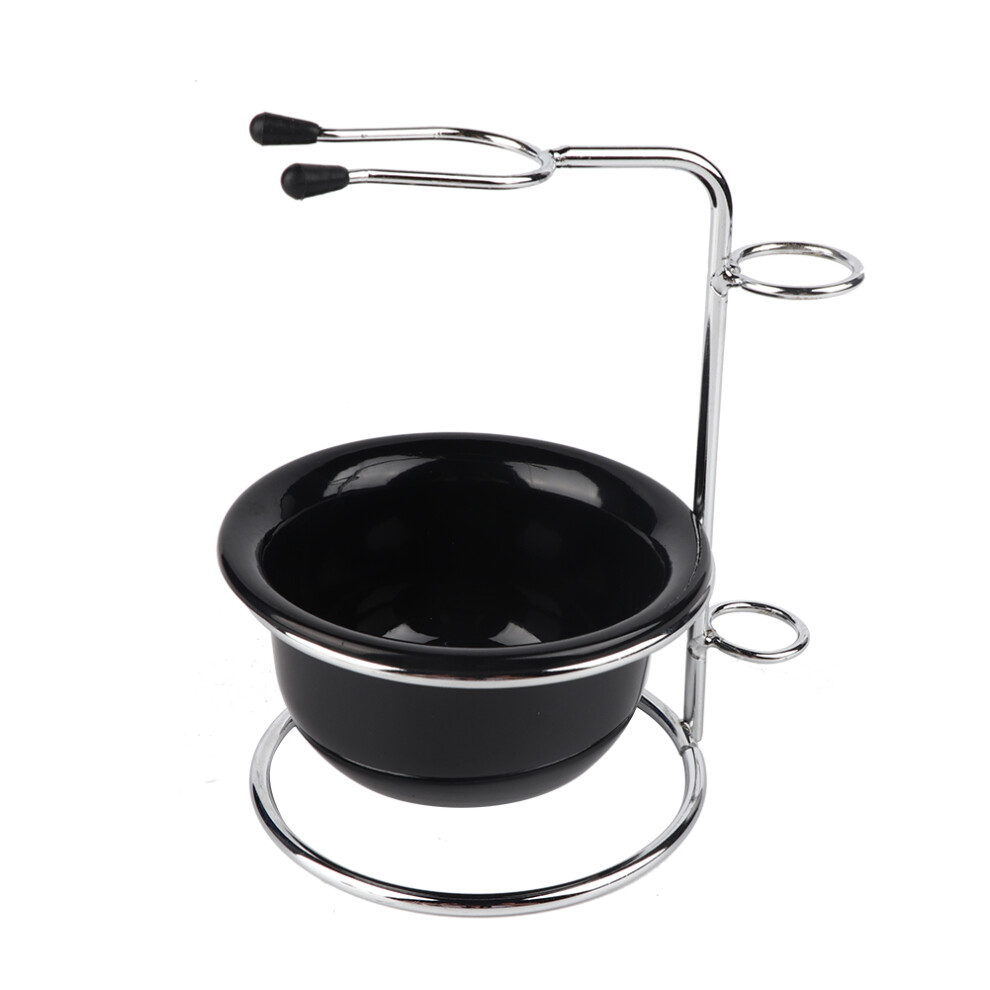 Black Stainless Steel Shaving Brush Stand Razor Holder