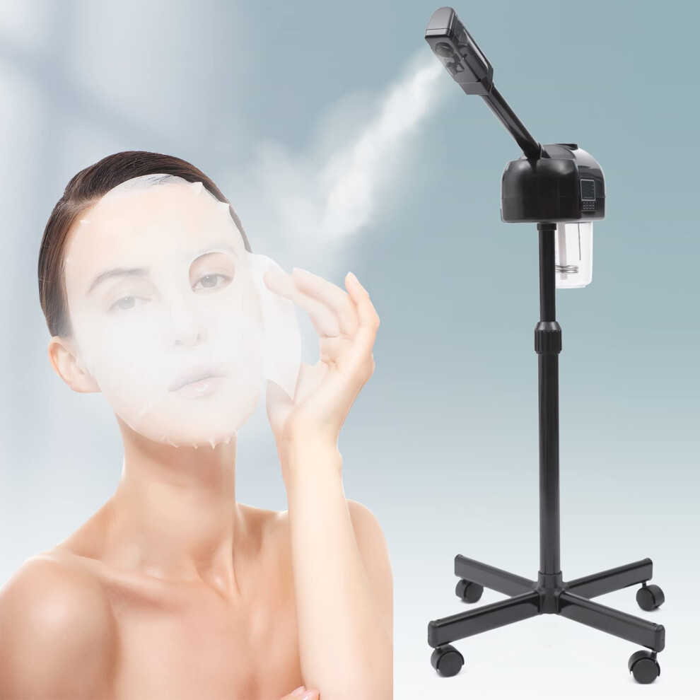 Facial Steamer on Wheels Professional Ozone Nano with 0-20 Min Timer LCD Control for Home Salon Spa Use