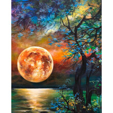 DIY Paint by Numbers for Adults Beginner, 16x20 Inch Moon Acrylic Watercolor Kit for Kids, Easy Painting Home Decor