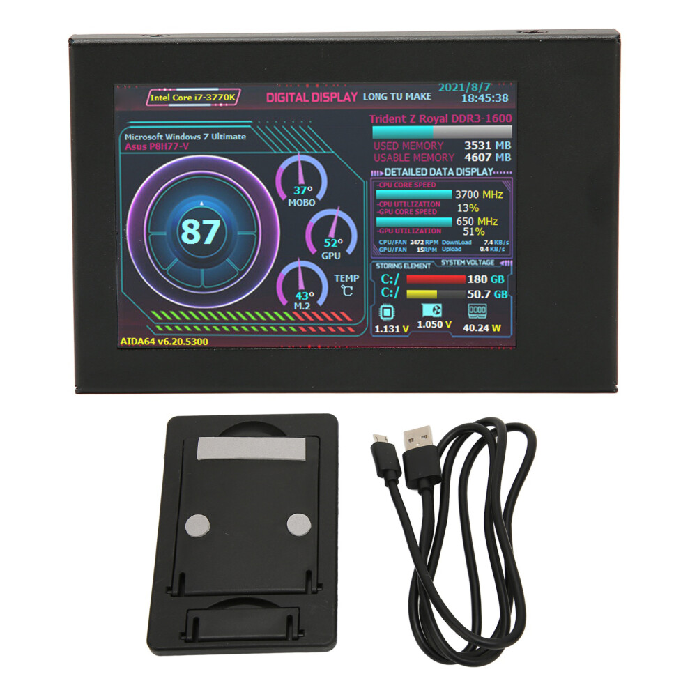 3.5In Computer Temp Monitor Ips Usb Mini Screen 9387669999731