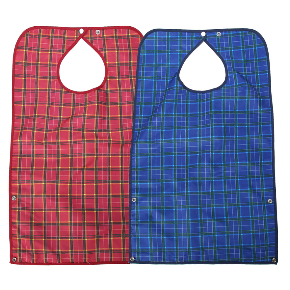 Blue Adult Waterproof Mealtime Bib Double Layer Elder