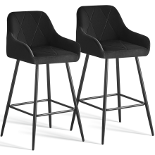 (2, black) 2PCS Bar Stools Velvet/Suede Dining Room Kitchen