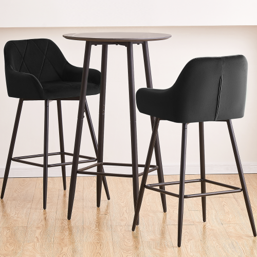 AINPECCA (2, black) 2PCS Bar Stools Velvet/Suede Dining Room Kitchen 2