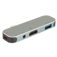 Hub USB-C PD 100W 4K60Hz 10Gbps Aluminio plateado