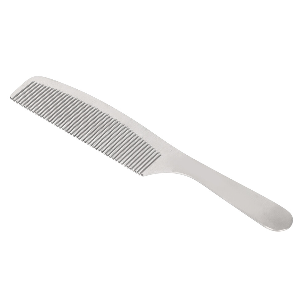 Unisex Professional Stainless Steel Hairdressing Comb With Pu Leather Handle For Salon Use