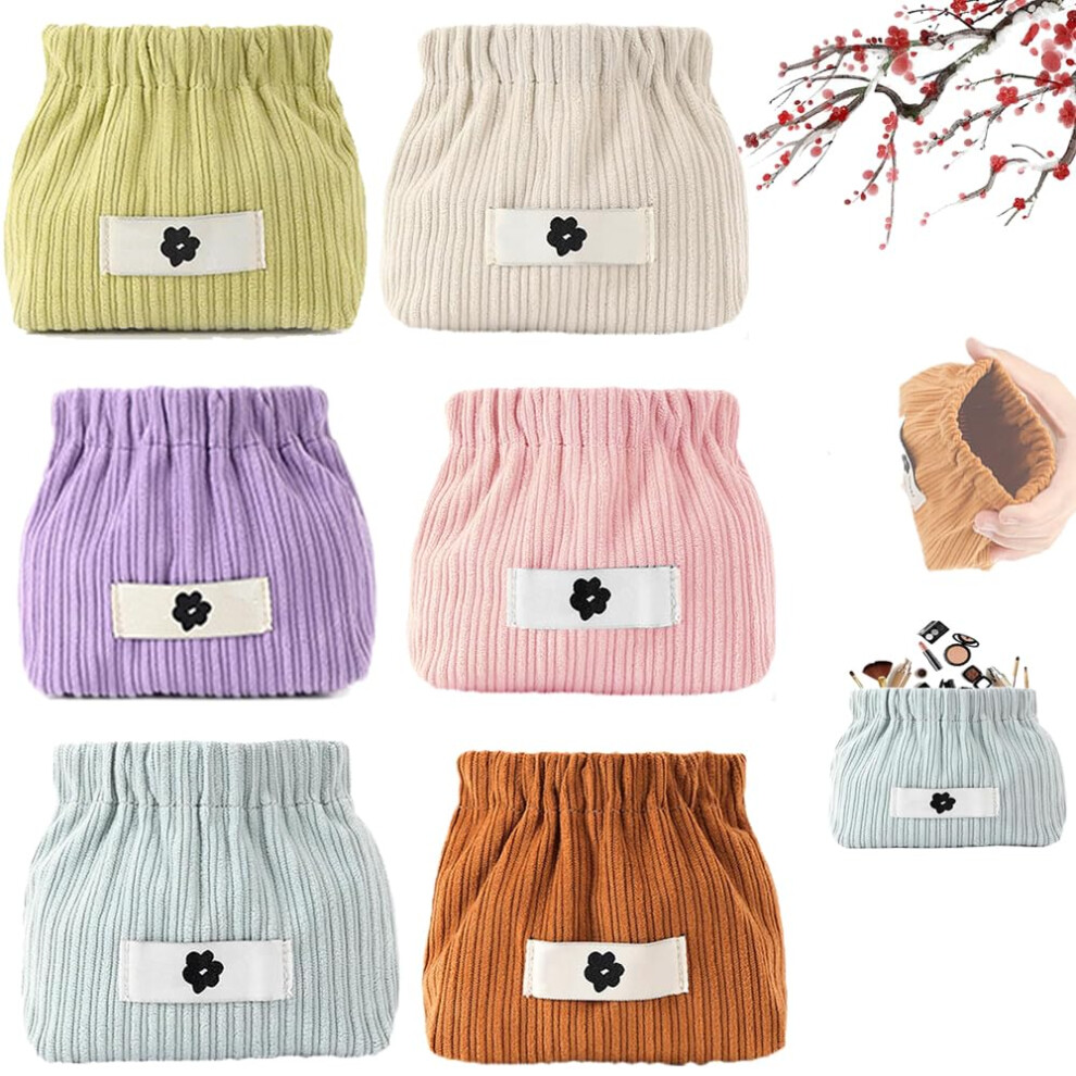 Cosmetic Pouch 6PCS Corduroy Hair Tie Organizer Mini Makeup Bag Portable Storage Pouch for Purse
