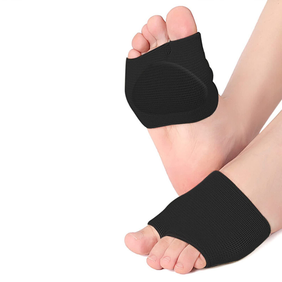 Black Ball Of Foot Cushions Support Sleeves For Bunion Pain Relief, Mortons Neuroma, Blisters, Metatarsalgia, Size L