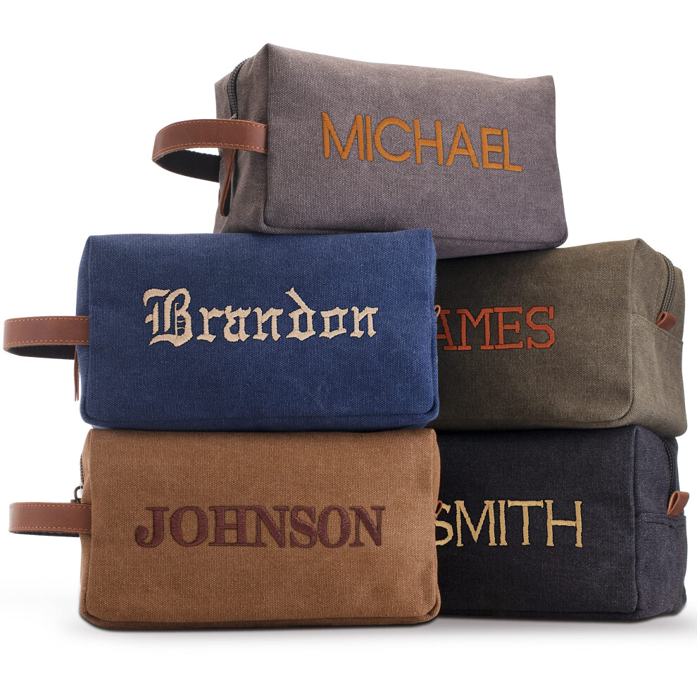 Embroidered Handcrafted Personalized Toiletry Bag for Men Custom Name Canvas Bag 5 Colors 8 Thread Options-image-OPC-PJP28SW-NEW