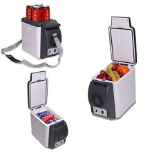 Outdoors Portable Thermoelectric Mini Fridge Cooler and Warmer for Car Travel, Dorm, Camping, Compact for 6 Cans