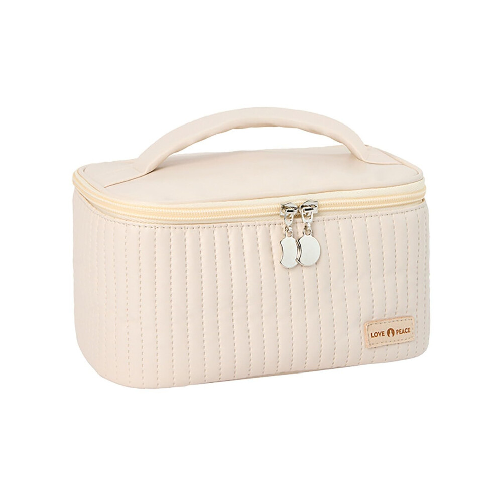 Large Makeup Organizer 2024 Waterproof PU Leather Cosmetic Bag Portable Toiletry Case with Zipper Handle for Women
