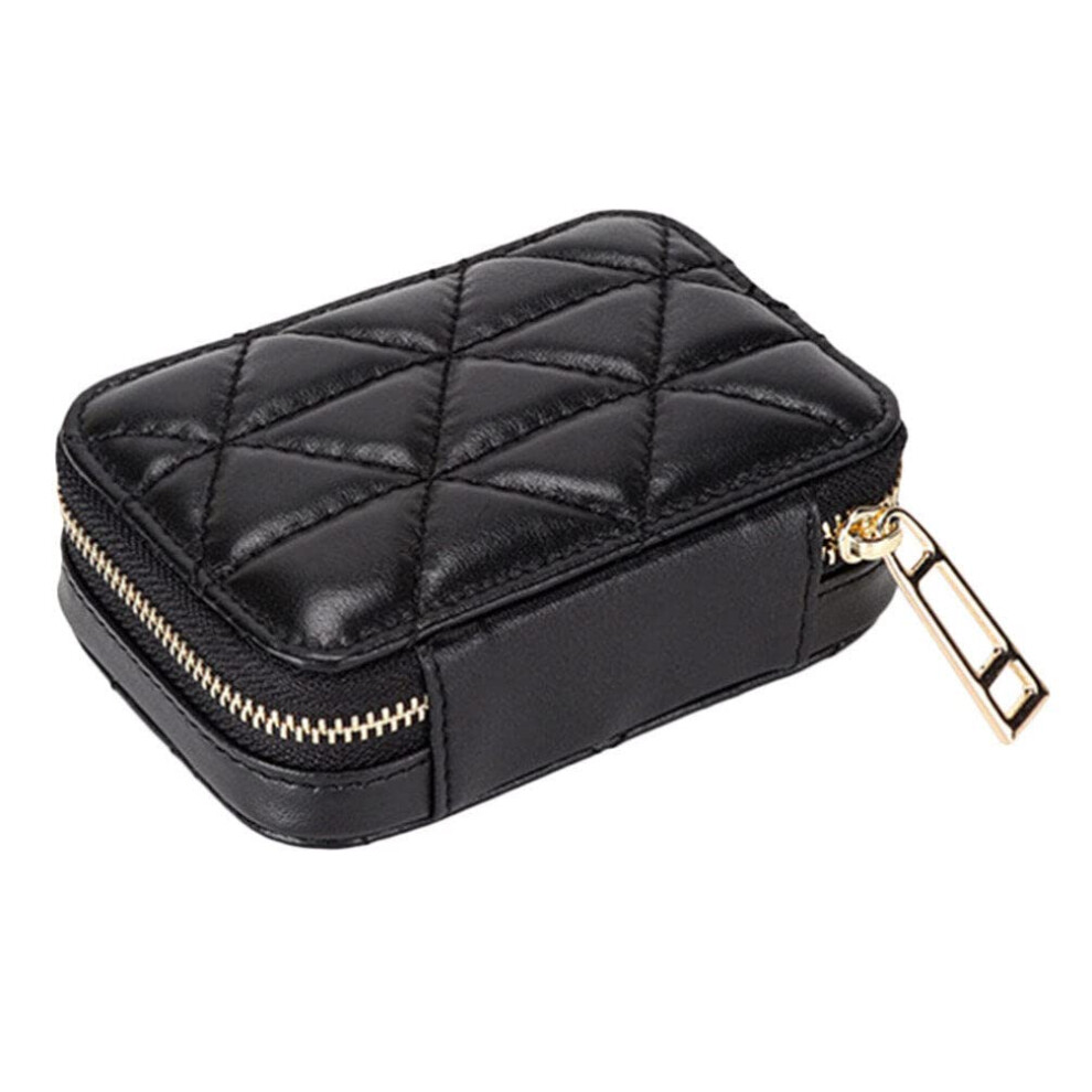Touch Up Bag Leather Purses Small Pouch Black Wristlet Makeup Bag for Girls Portable Genuine Leather Tote Bag