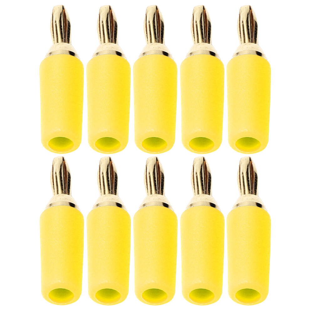 Durable 10Pcs 2.5Mm Gold Banana Plug Male Connectors Yellow 4301342439272