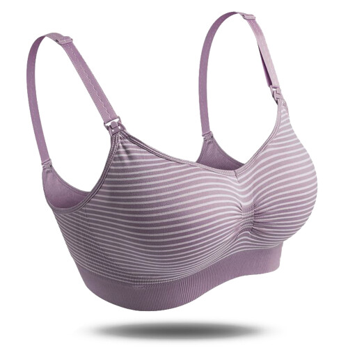 Stripe Pattern Wireless Nursing Bra Anti Sagging 1