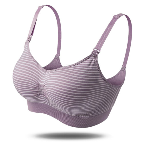Stripe Pattern Wireless Nursing Bra Anti Sagging