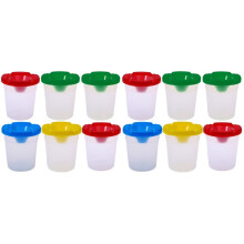 Reusable Paint Cups with Lids - 6 Pcs Leakproof Spill-Proof Drawing Palette for Kids, 2 Sets in Random Colors
