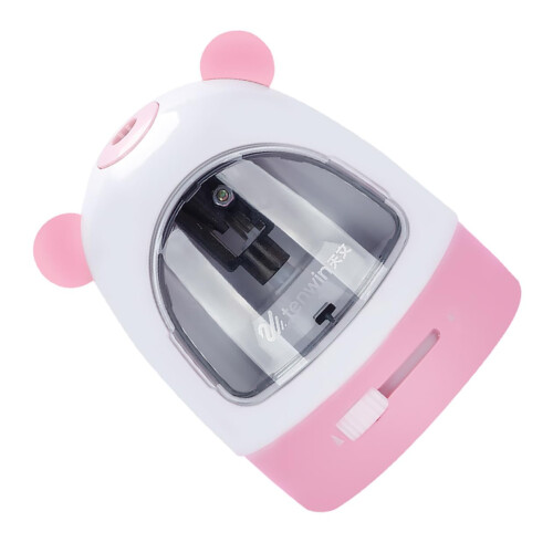Electric Pencil Sharpener Automatic Pink Handheld Vertical Plastic Sharpener for Eye Liner and Pencils