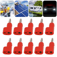 Fiche banane à vis ouverte 10 pièces 4 mm sans soudure empilable max 24 A 30 V CA/60 V CC Rouge