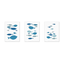 3Pcs Canvas Wall Art Painting Cartoon Fishes