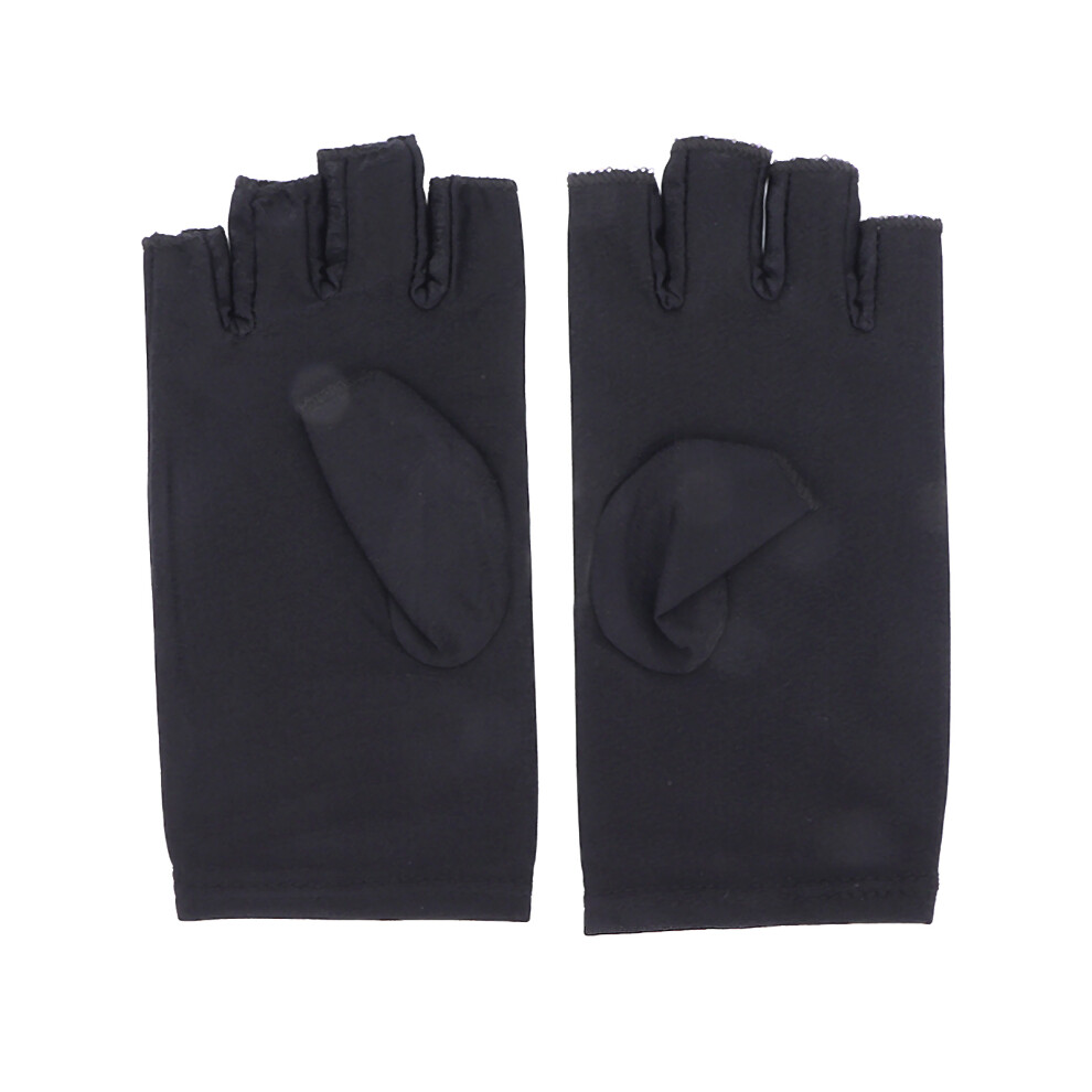 Black Fiber Cotton Uv Nail Gloves Â One Size Fingerless Protection
