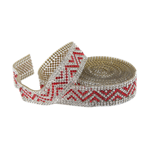 Catena di strass 2 iarde di larghezza 2 cm vetro rosso lucido 1