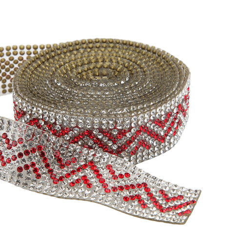 Catena di strass 2 iarde di larghezza 2 cm vetro rosso lucido 2