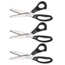 3pcs Stainless Steel Scalloped Tailor Scissors Set for Embroidery Sewing Handcraft DIY Craft Cutting Tools Black