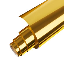 Heat Transfer Vinyl Roll, Gold Chrome Metallic Foil Iron On HTV Vinyl 12" X 15ft for T-Shirts and Garments