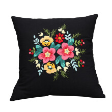 Pillow Cover Embroidery Kit for Beginners - Black Cushion Set with Easy-to-Follow Instructions and Durable Fabric