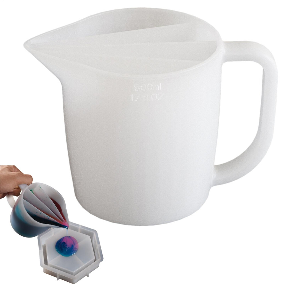 Silicone Split Cup With Handle 500Ml | Reusable Divided Color Mixing Cup With 4 Channels For Paint Pouring And Nail Art 6482260715018