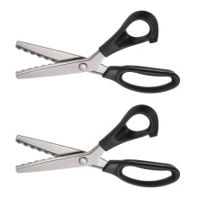 Stainless Steel Sewing Scissors 2pcs Scalloped Tailor Office Shears for Embroidery Handcraft DIY Black 8 Inch