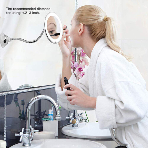 10X Magnifying Makeup Mirror with LED Light, 7-inch Rotating Cosmetic Mirror 2