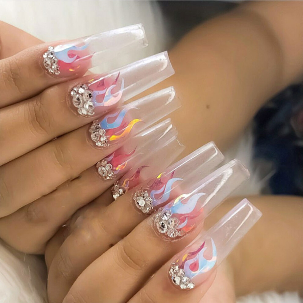 16 pcs Holographic Fire Flame Nail Stickers Manicure Decor 6x8cm
