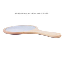 Specchio da trucco in legno per donna, portatile, con manico, in stile vintage, 8 pollici