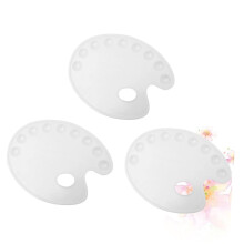 3pcs Mixing Board Plastic Tray Art Paint Plate with 9 Holes Hand Grip for Acrylic Watercolor Oil Paints Portable for Artists